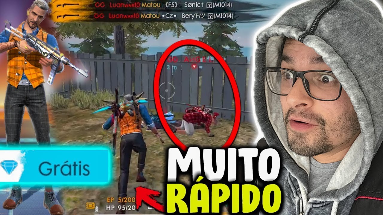 FUI O PRIMEIRO A USAR O NOVO PERSONAGEM HACK no FREE FIRE! (lança granada voltou!!) jogos friv