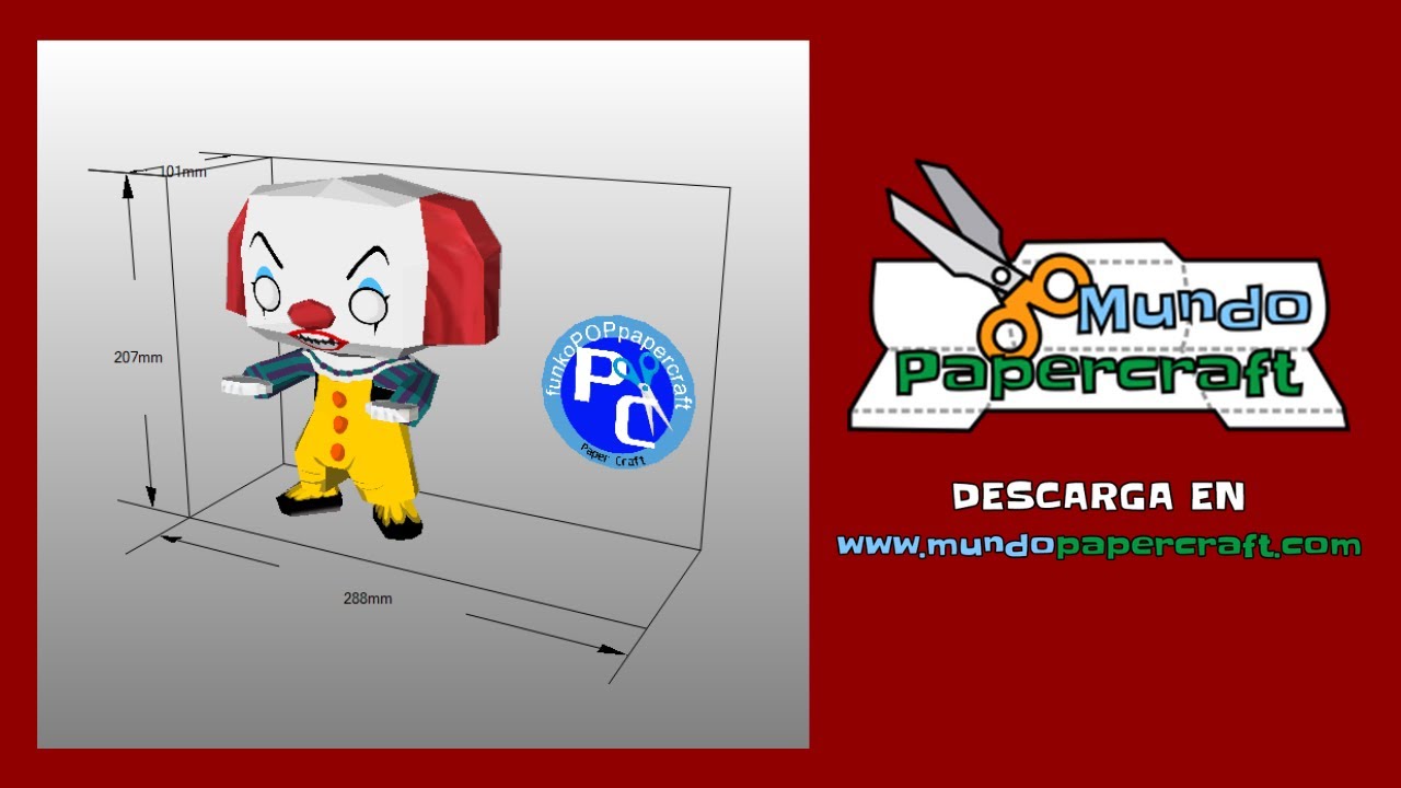 Pennywise Funko Pop – IT (1990) Мини-сериал Papercraft | Бесплатная модель