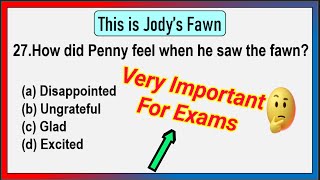 NCERT Class 8 English Chapter-6 This is Jody's Fawn Mcqs | This is Jody's Fawn Important Mcqs