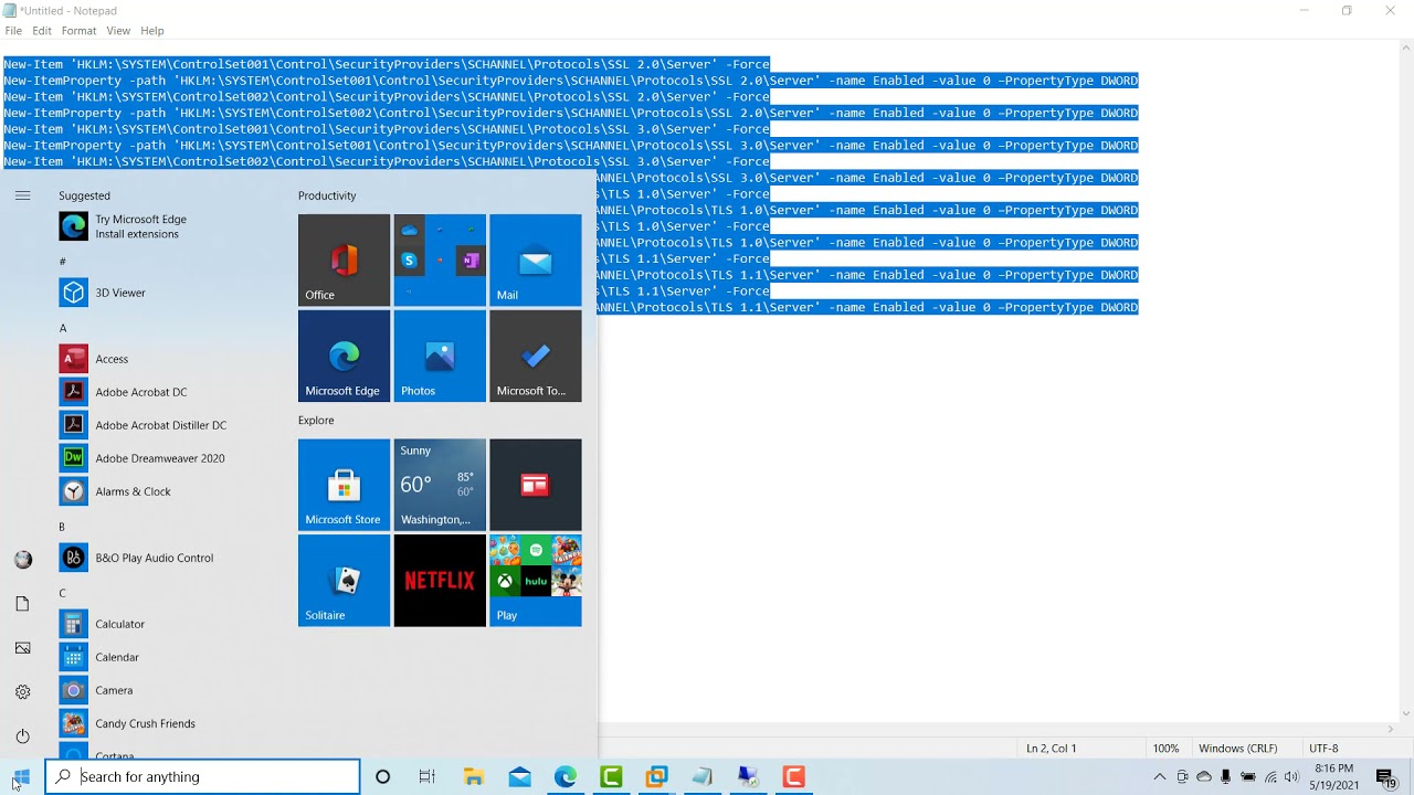 How to disable SSL 3.0 SSL 2.0 and TLS 1.1 and 1.0 at 1 time GO - YouTube