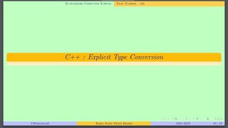 C++ : Explicit Type Conversion | TN State Board | XI CS | Pg.No.148
