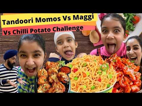Tandoori Momos Vs Maggi Vs Chilli Potato Challenge | RS 1313 FOODIE | Ramneek Singh 1313