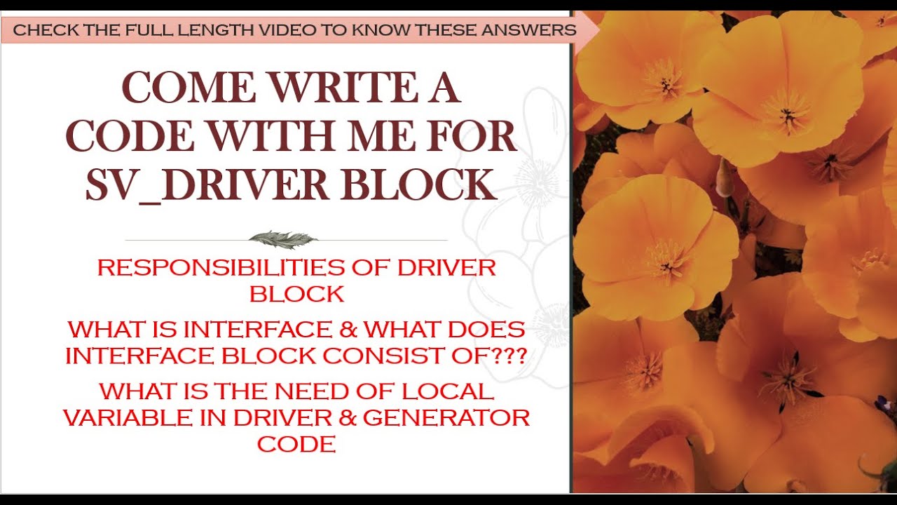 COME WRITE A "DRIVER CODE" WITH ME IN SV TESTBENCH | LEARN THE STEPS ...