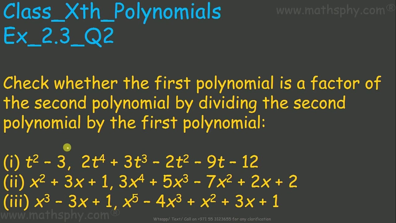 Polynomials Class 10 Division Algorithm , Math Class 10, NCERT, CBSE ...