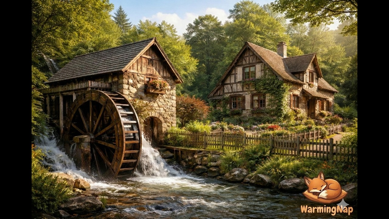5 Hours Water Mill Sound & Bird Chirping | Relaxing Nature Sounds for Deep Sleep, Study & Focus