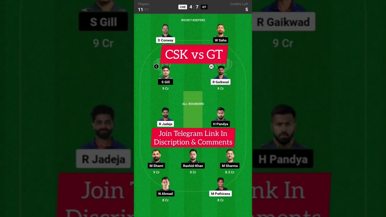 CHE vs GT Dream11| CHE vs GT Dream11 Prediction| CSK vs GT Dream11 Team