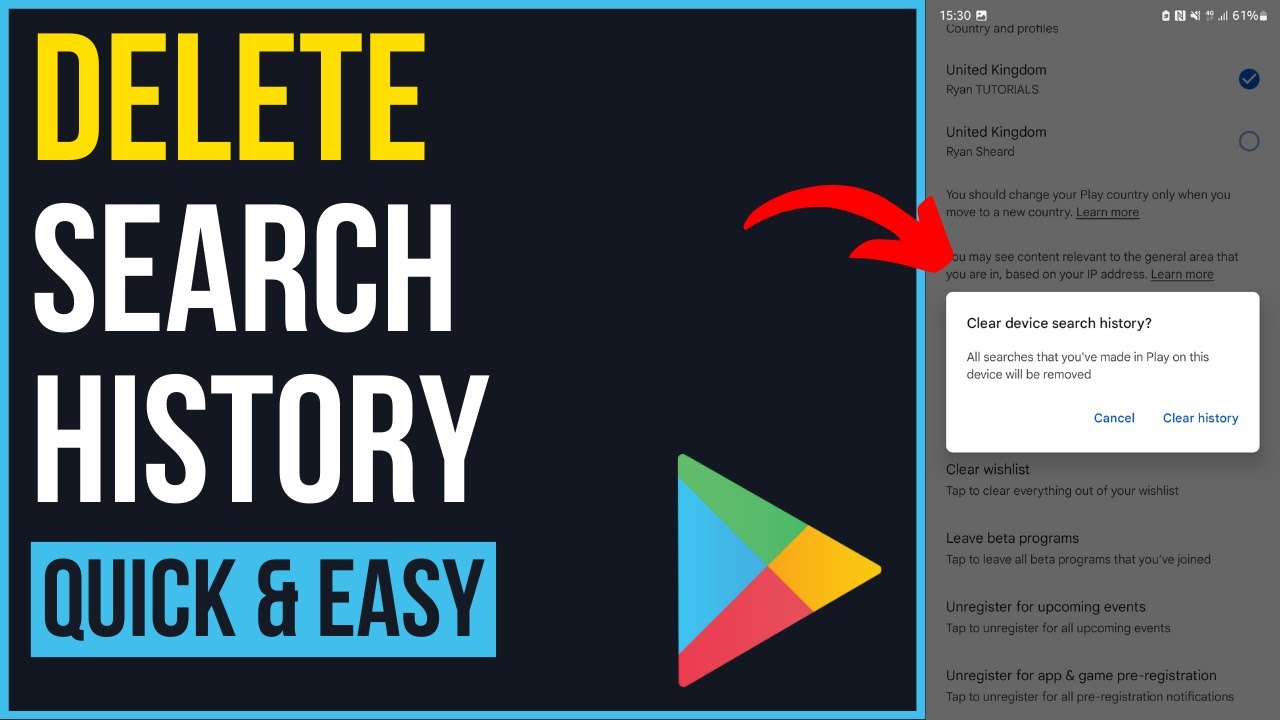 How to Delete Search History Google Play Store YouTube