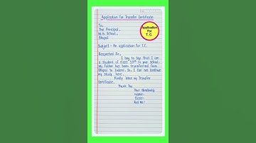 Application for Transfer certificate (T.C) in English // How to write Application for t.c. in school
