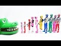 Learn colors with 10 Various Power Rangers!Superheroes Dive into the Crocodile!ピンク多め スーパー戦隊ヒーロー 英語で色