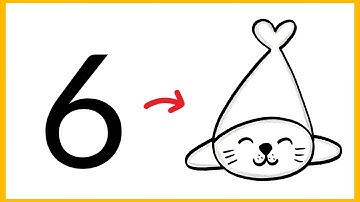 How to draw a seal step by step| Seal drawing with number 6