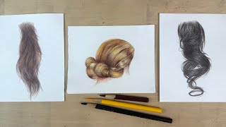 Live Replay ✨ Realistic Hair Drawing with Colored Pencils | Blonde, Brown & Black Hair Techniques ✨ screenshot 3