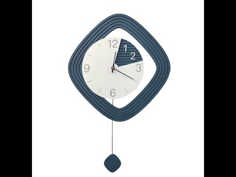 Годинник настінний дизайнерський з маятником JT2156, безшумний механізм / 45x70 см синій, видео 1