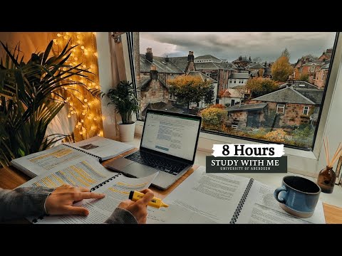 8 HOUR STUDY WITH ME  | Background noise, 10-min Break, No music, Study with Merve