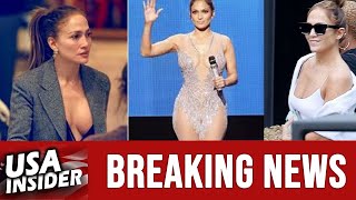 Jennifer Lopez wears deep cleavage dress in no makeup outing