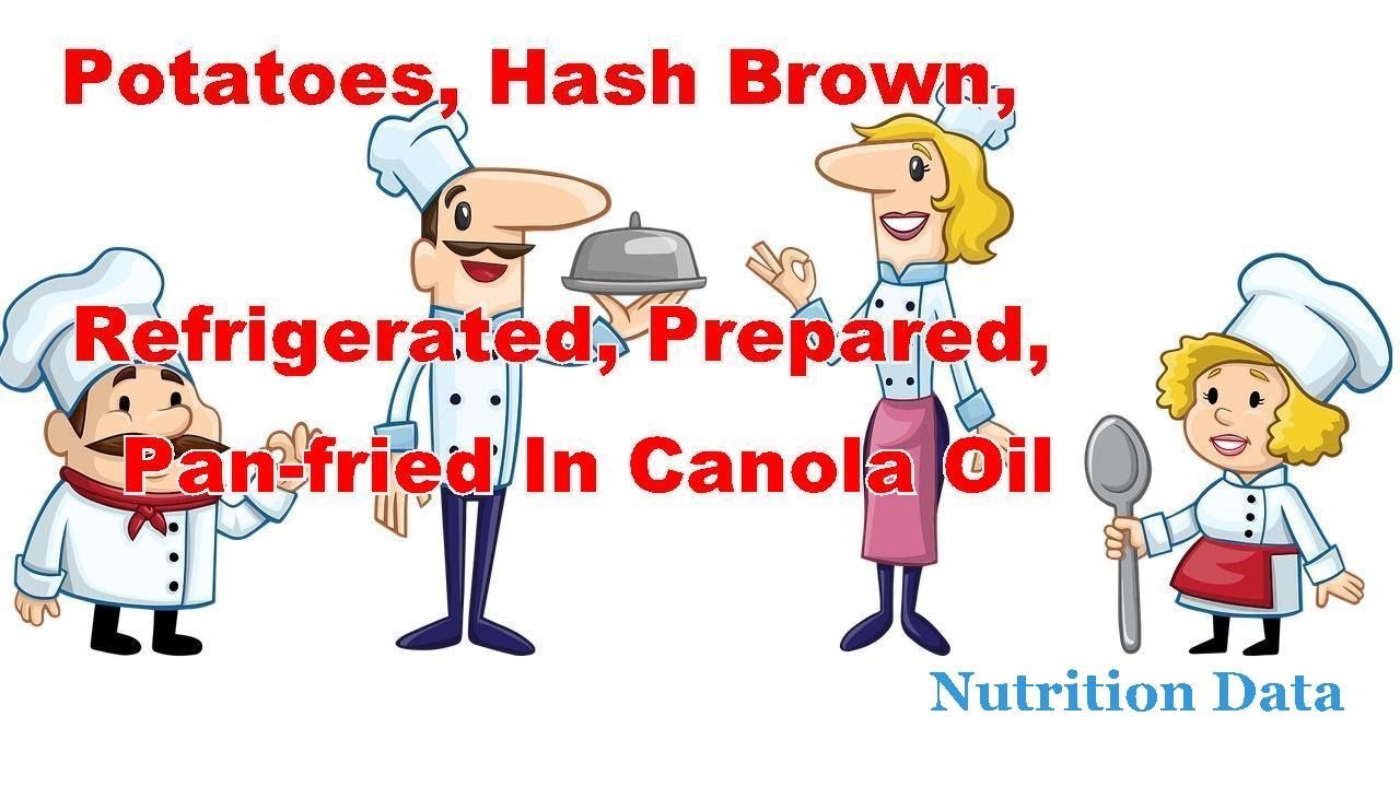 Potatoes, hash brown, refrigerated, prepared, panfried in canola oil
