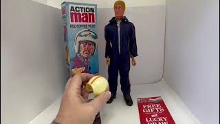Vintage 1975 Action Man Helicopter Pilot Figure With Realistic Brown Hair And Gripping Hands