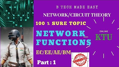 NETWORK FUNCTIONS : PART 1:Network / Circuit Theory by Dinu A G