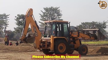 JCB 3dx Super Backhoe Loader- Leveling A plot of Farming Land - JCB Backhoe Loader Working Video