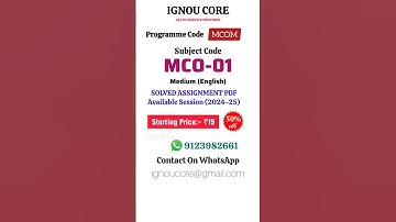 MCO 01 Solved Assignment PDF 2024-25 in English, MCOM program MCO-01 Solved assignments