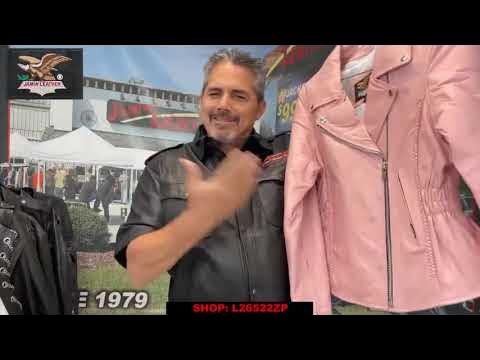 YouTube Jacket Leather Motorcycle Angel Pink #L26522ZP - Road Jacket -