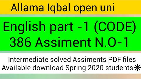 Aiou Intermediate students English part-1 Code 386 Solved Assiment no.1 Spring 2020 PDFfilesdownload