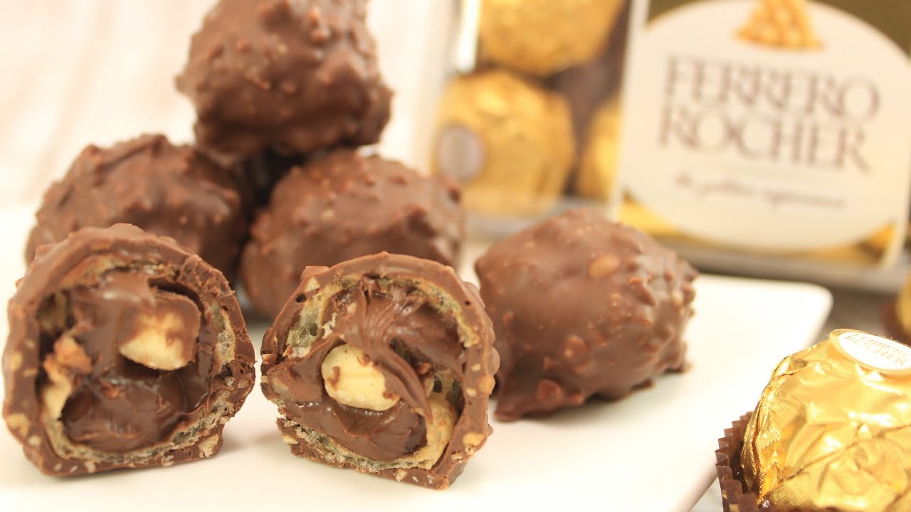 Nuss Nougat Pralinen wie Rocher selber machen - YouTube