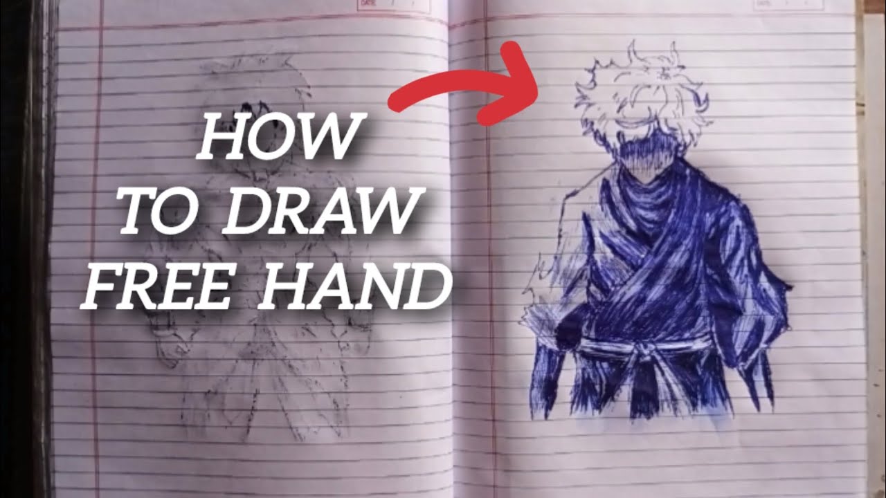 how to draw gabimaru by ballpen ll step by step ll full tutorial video ...