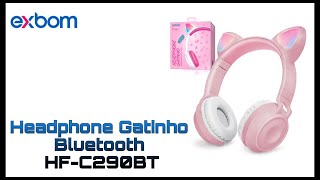 Headphone Bluetooth Orelha de Gato com LED P2 Micro SD e Microfone Exbom  HF-C290BT