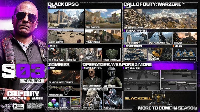 Imagem promocional da Season 3 de Black Ops 6 com novos mapas e armas