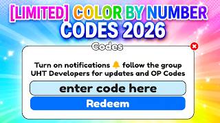 [LIMITED] COLOR BY NUMBER Codes 2026 / Roblox ! 🎮🔑 How to Redeem (Guide/Tutorial) (BEST PIXEL ART) screenshot 5