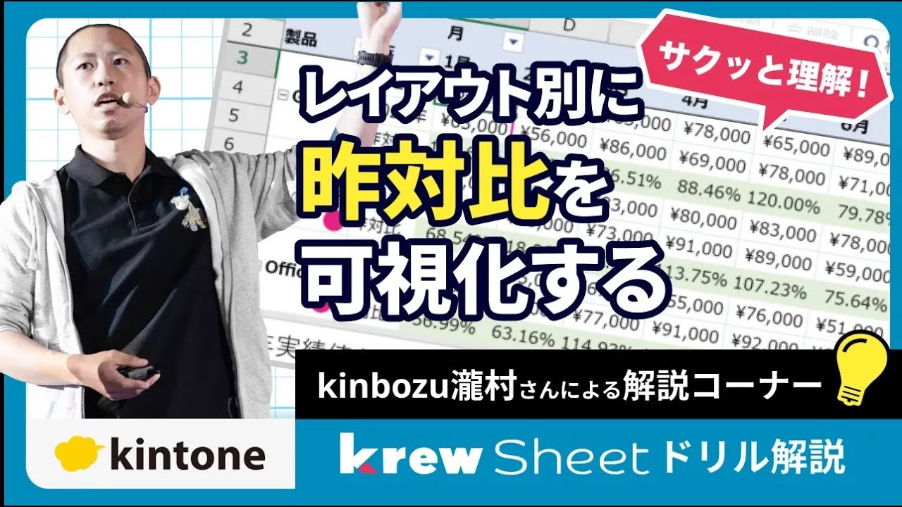 krewSheetドリル】昨対比をkintoneで可視化するレイアウト3選紹介