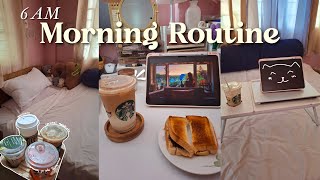 6am Productive Morning Routine 🌤️🏠 | waking up early, cleaning my room, coffee, and more