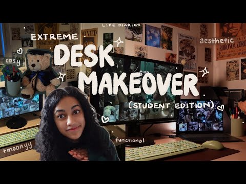 aesthetic desk makeover ★ extreme transformation (keyboard asmr + pinterest & anime inspo)