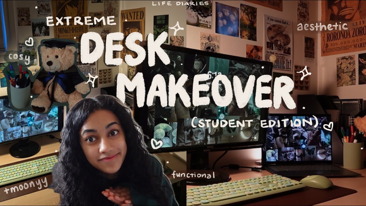 aesthetic desk makeover ★ extreme transformation (keyboard asmr + pinterest & anime inspo)