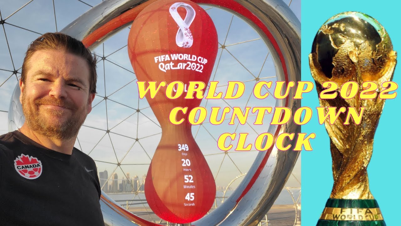 Qatar 2022 World Cup mascot and countdown clock on Doha waterfront