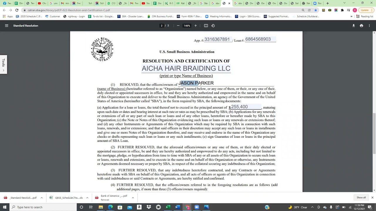How to create the form ODA Form P-022 Resolution and Certification for SBA Loan