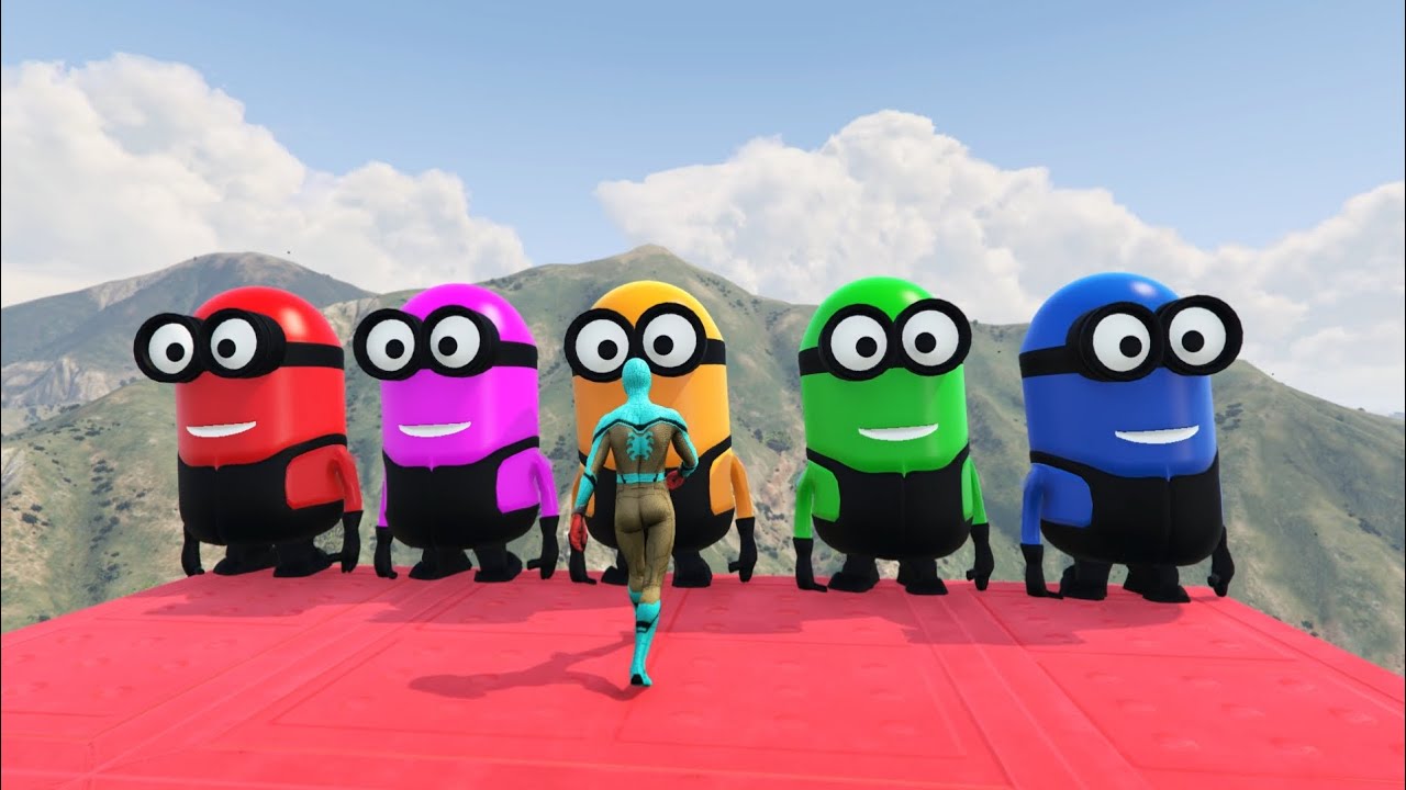 GTA 5 Epic Ragdolls RED SPIDERMAN VS RED MINION VS GREEN MINION (Euphoria Physics & Funny Fails)#3