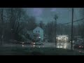 Isolated Town Intersection in Heavy Rain | Gentle Rain and Distant Thunder for Deep Sleep