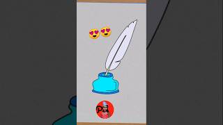 easy drawing | ink pot Feather pencil pen #shorts #youtubeshorts #trending #art