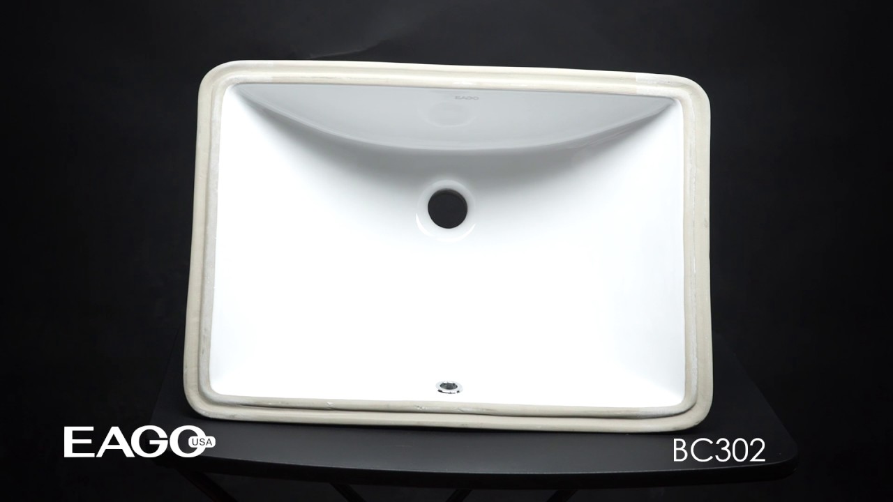 EAGO BC302 White Ceramic 22"x15" Undermount Rectangular Bathroom Sink