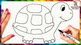 Como Desenhar Uma Tartaruga Passo A Passo   Desenhar Tartaruga Fácil