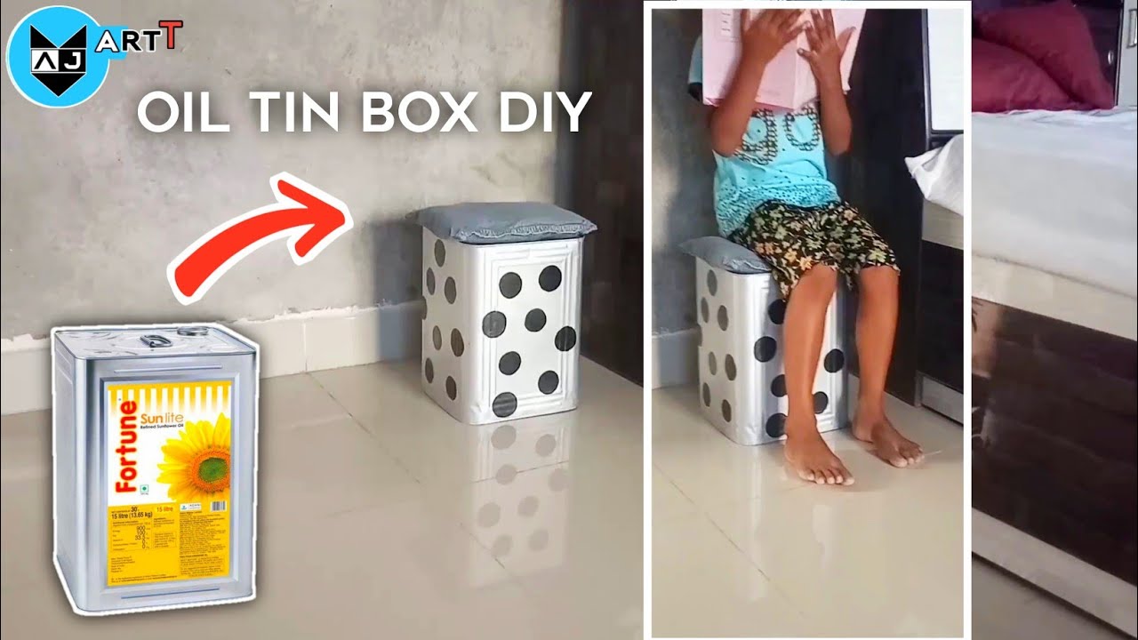 Tin BOX Idea | Make Easy STOOL & TABLE reusing Waste TiN BOX