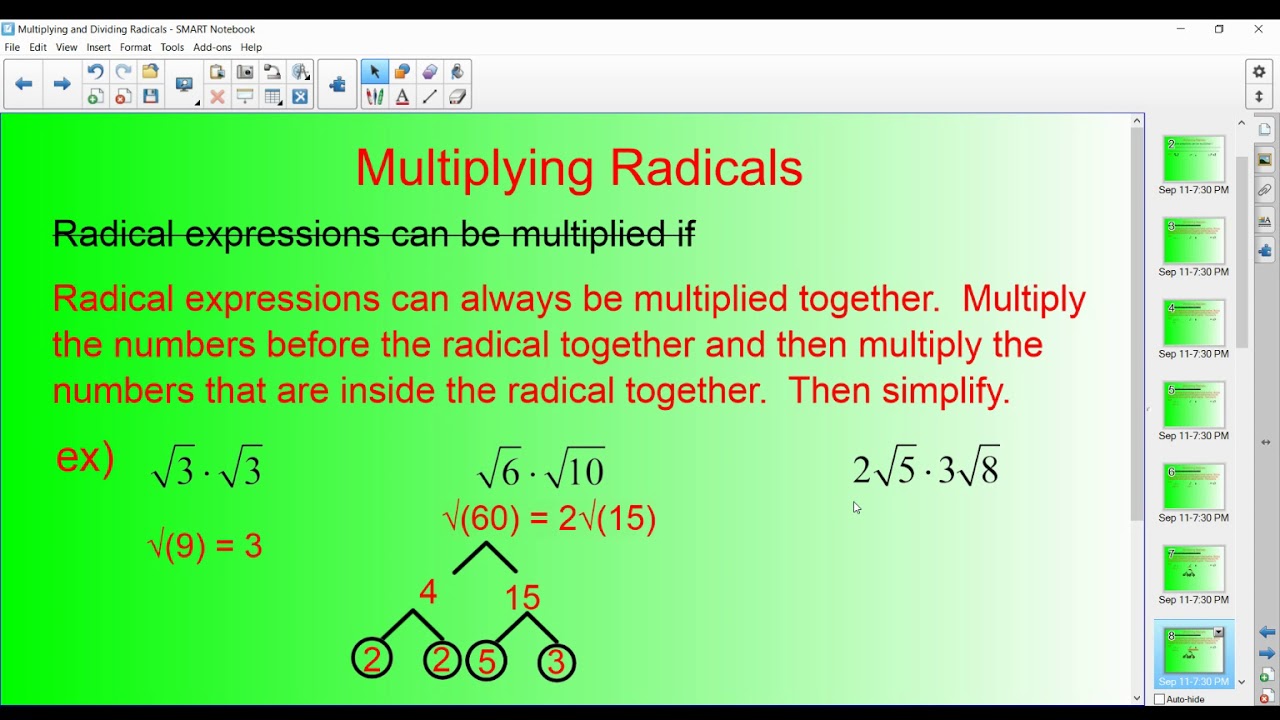 Multiplying and Dividing Radical Expressions - YouTube