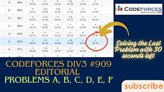 Codeforces #909 Div 3  | Problems A, B, C, D, E, F | Video Editorial
