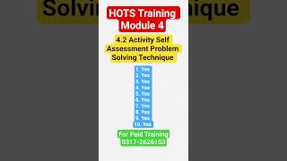 HOTS Training Module 4 4.2 Activity Self Assessment Problem Solving Technique