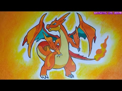 Thủ thuật Cách vẽ pokemon Lizardon Mega X Siêu đẹp và dễ dàng