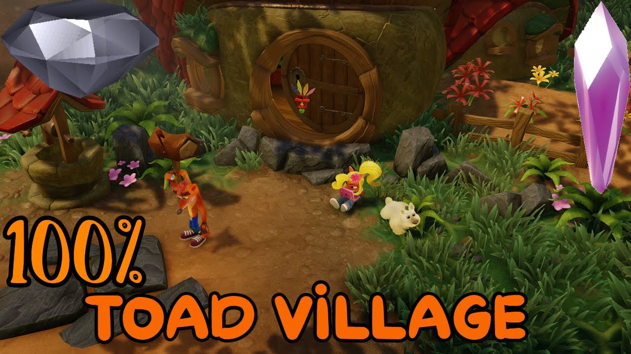 Crash Bandicoot 3 Warped TOAD VILLAGE Purple Crystal & Clear Gem