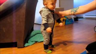 Aiden taking his first steps