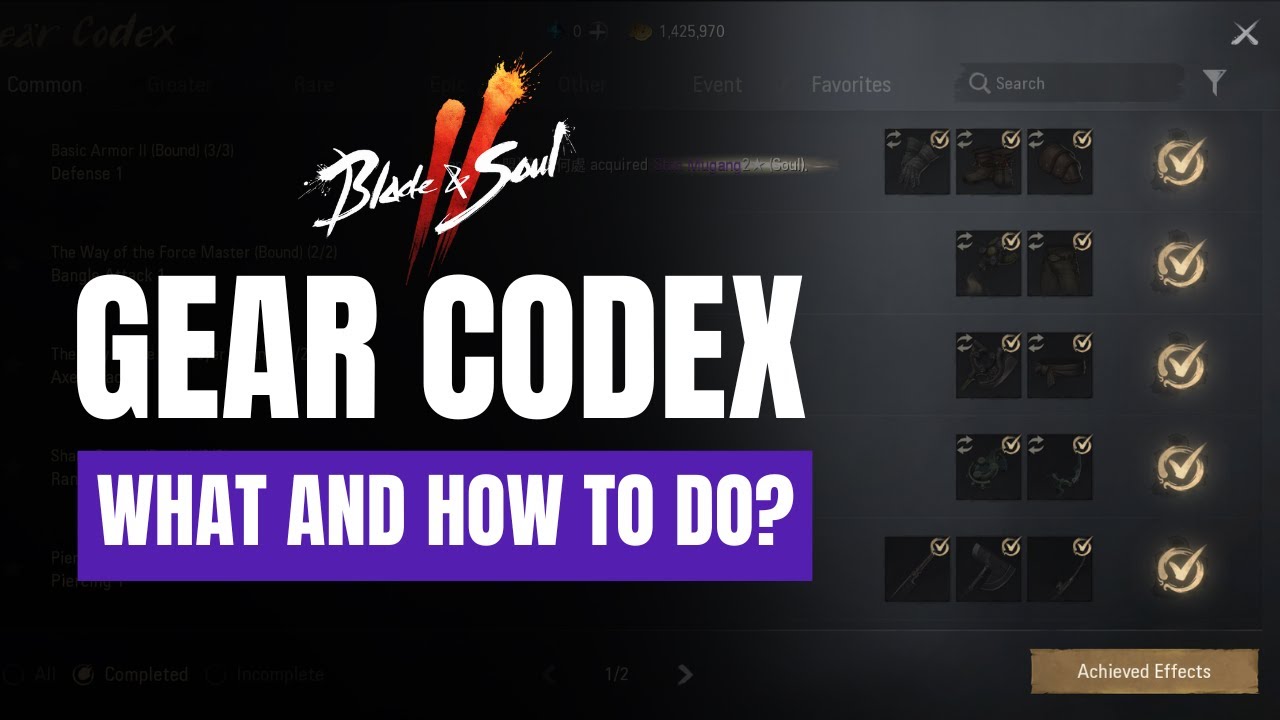 Blade & Soul 2 GEAR CODEX What and how to do? YouTube