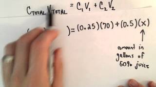 Linear Equation, Word Problem #6 : Concentration of a Mixture